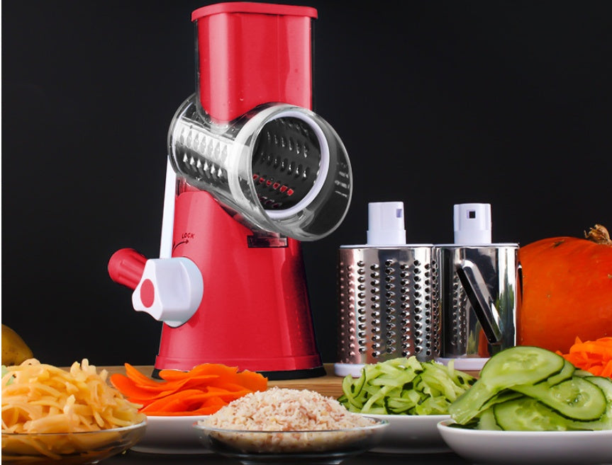 Rotary Cheese Grater and Drum Mandoline Slicer – Kitchen Drum Grater with 3 Interchangeable Blades