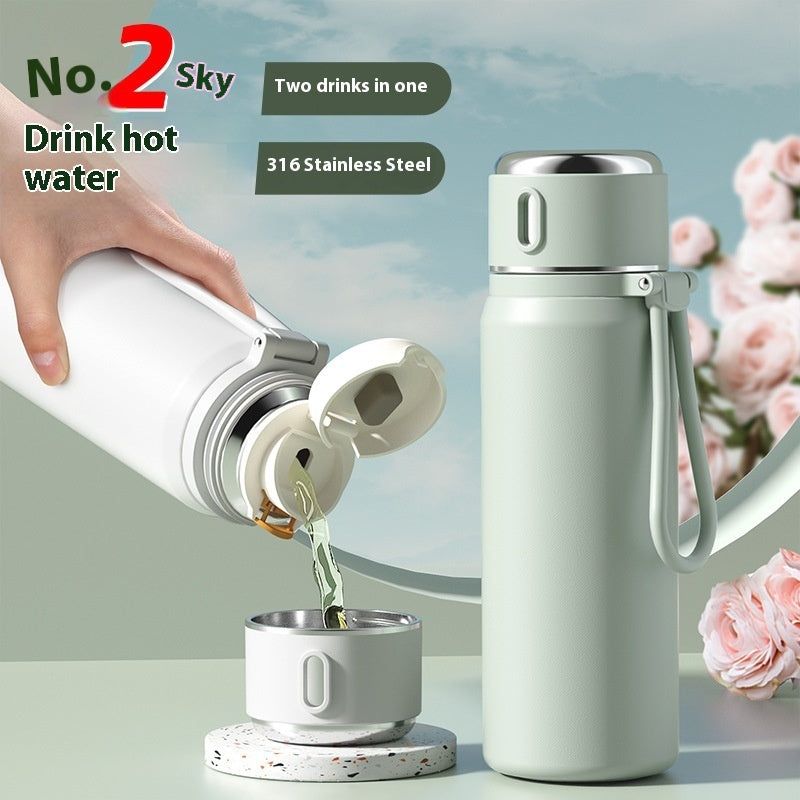 DineLuxco 316 Stainless Steel Tea Tumbler 450ml & 550ml – Smart Temp Display | Macaron Colors | BPA-Free