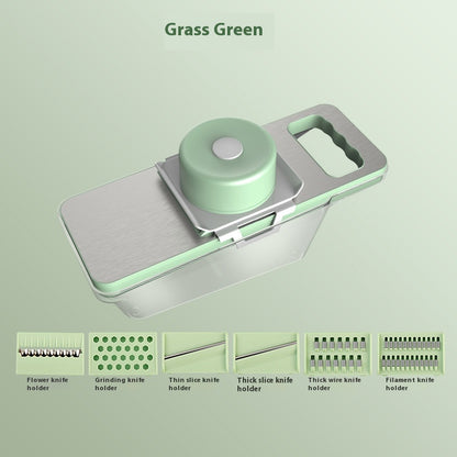 Stainless Steel Vegetable Slicer and Chopper – Compact Multifunctional Vegetable Chopper with Hand Guard