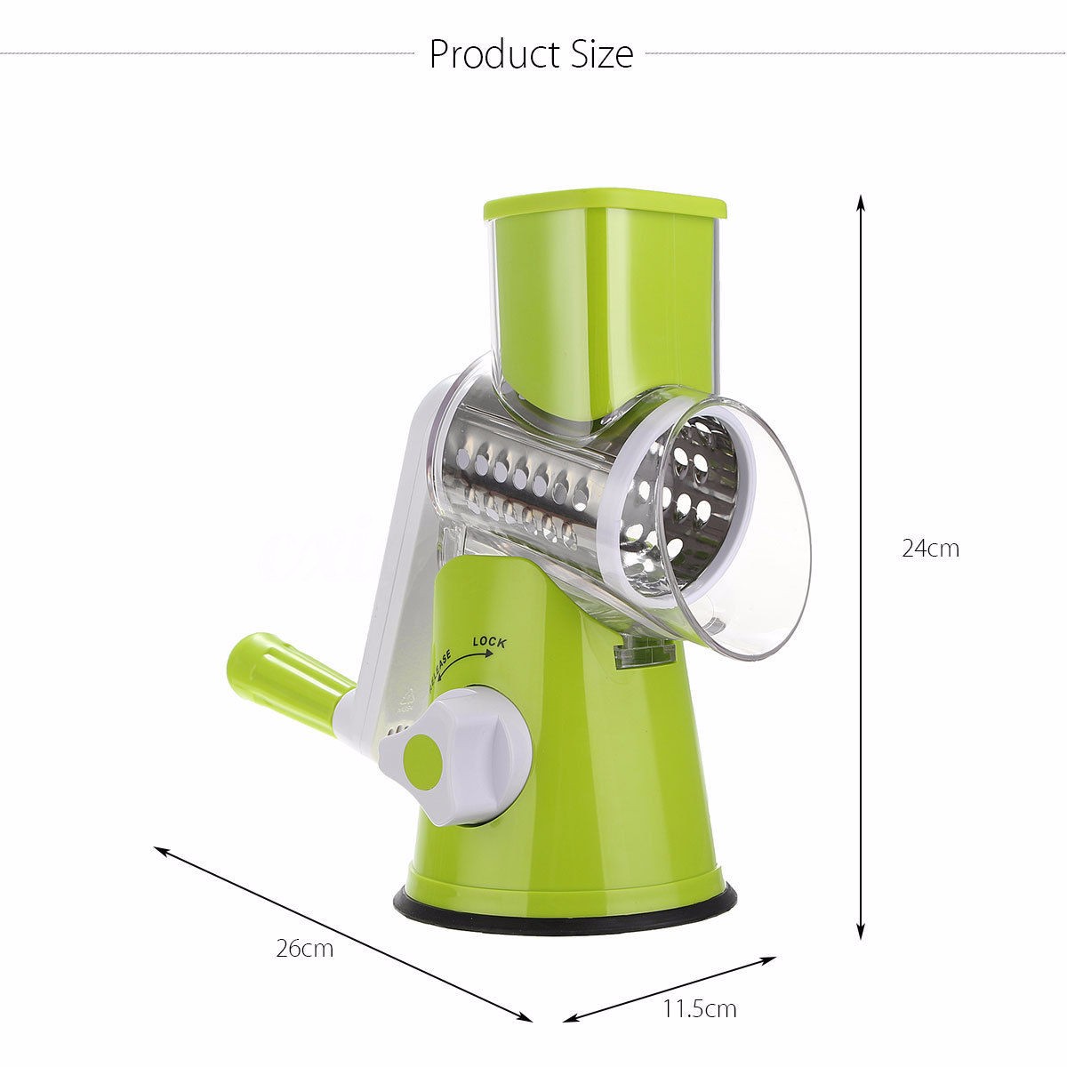 Rotary Cheese Grater and Drum Mandoline Slicer – Suction Base 3-Blade Drum Grater Easy to Clean