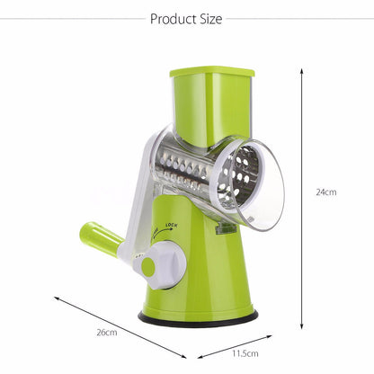 Rotary Cheese Grater and Drum Mandoline Slicer – Suction Base 3-Blade Drum Grater Easy to Clean