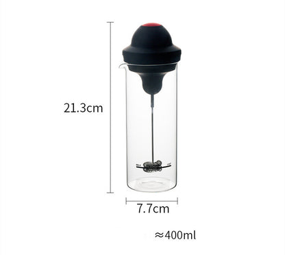 Electric Milk Frother with Glass Jar – Easy Clean Glass Jar Handheld Milk Foam Maker