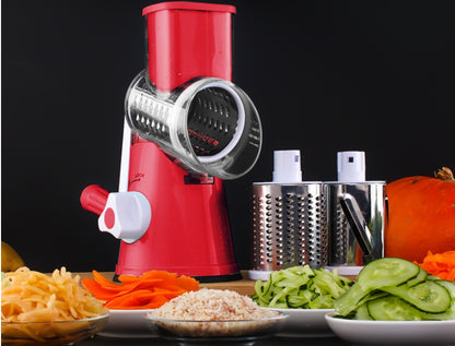 Rotary Cheese Grater and Drum Mandoline Slicer – Kitchen Drum Grater with 3 Interchangeable Blades