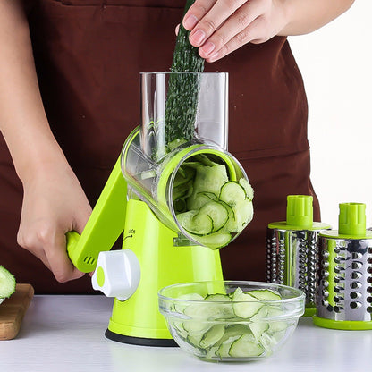 Rotary Cheese Grater and Drum Mandoline Slicer – 3-Blade Rotary Grater for Cheese Vegetables and Fruits
