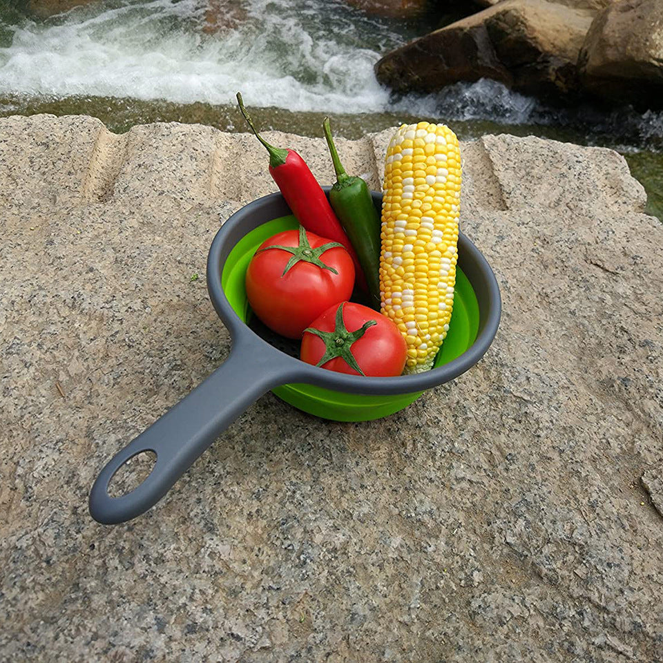 Foldable Silicone Colander – Multi-Color Collapsible Fruit Washing Drain Basket