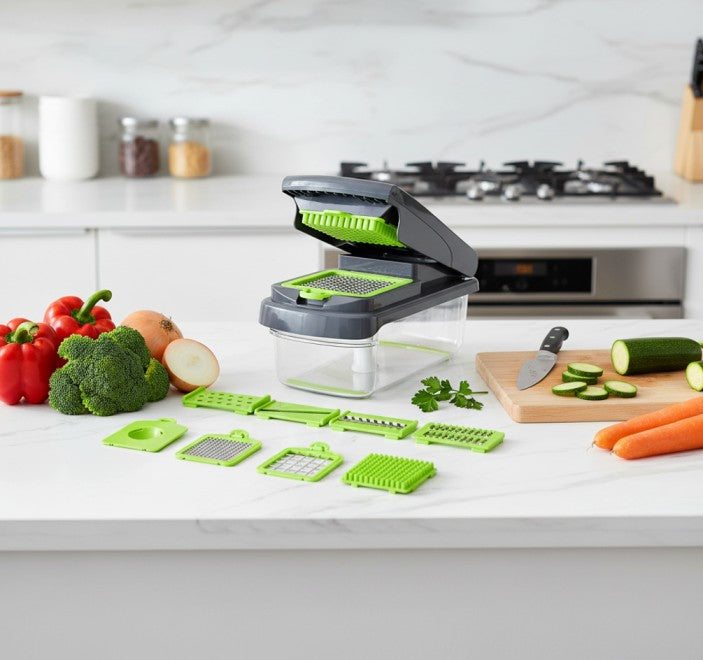 Dineluxco Vegetable Chopper and Spiralizer – Essential Kitchen Gadget for Dicing and Slicing