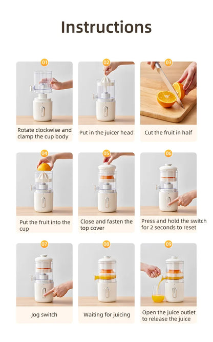 Electric Orange Juicer – Wireless Electric Citrus Juicer for Travel and Home