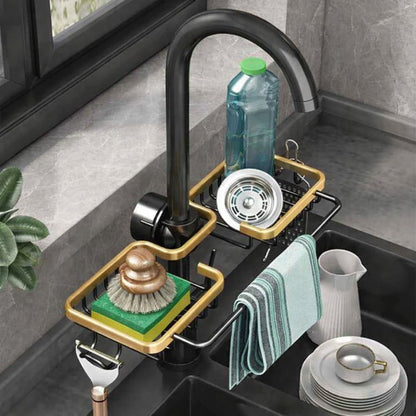 Dineluxco No-Punch Kitchen Sink Rack with Aluminum Drain Basket – Single Option