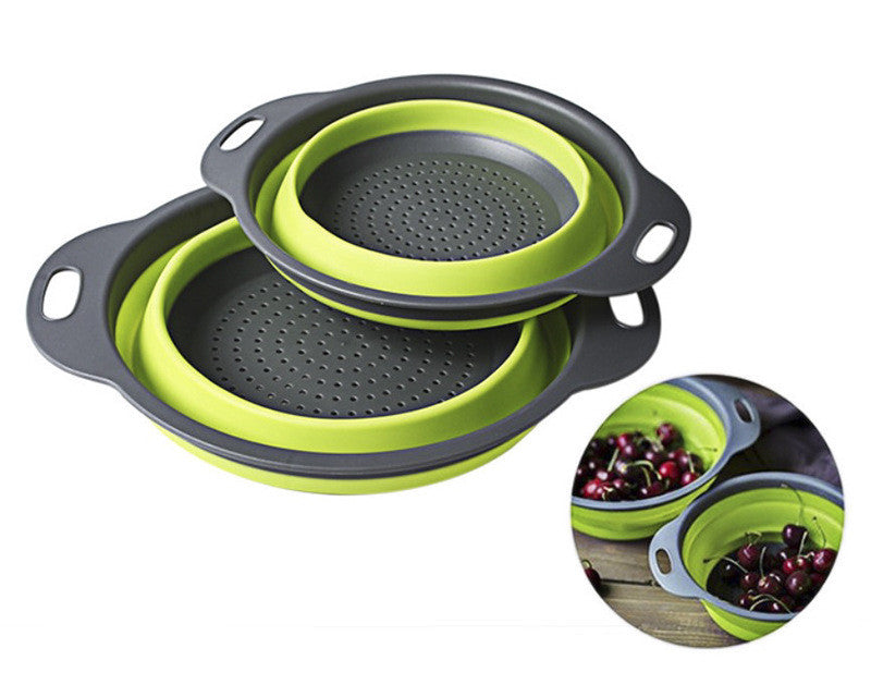 Foldable Silicone Colander – Durable Silicone Vegetable Washing Basket with Handles