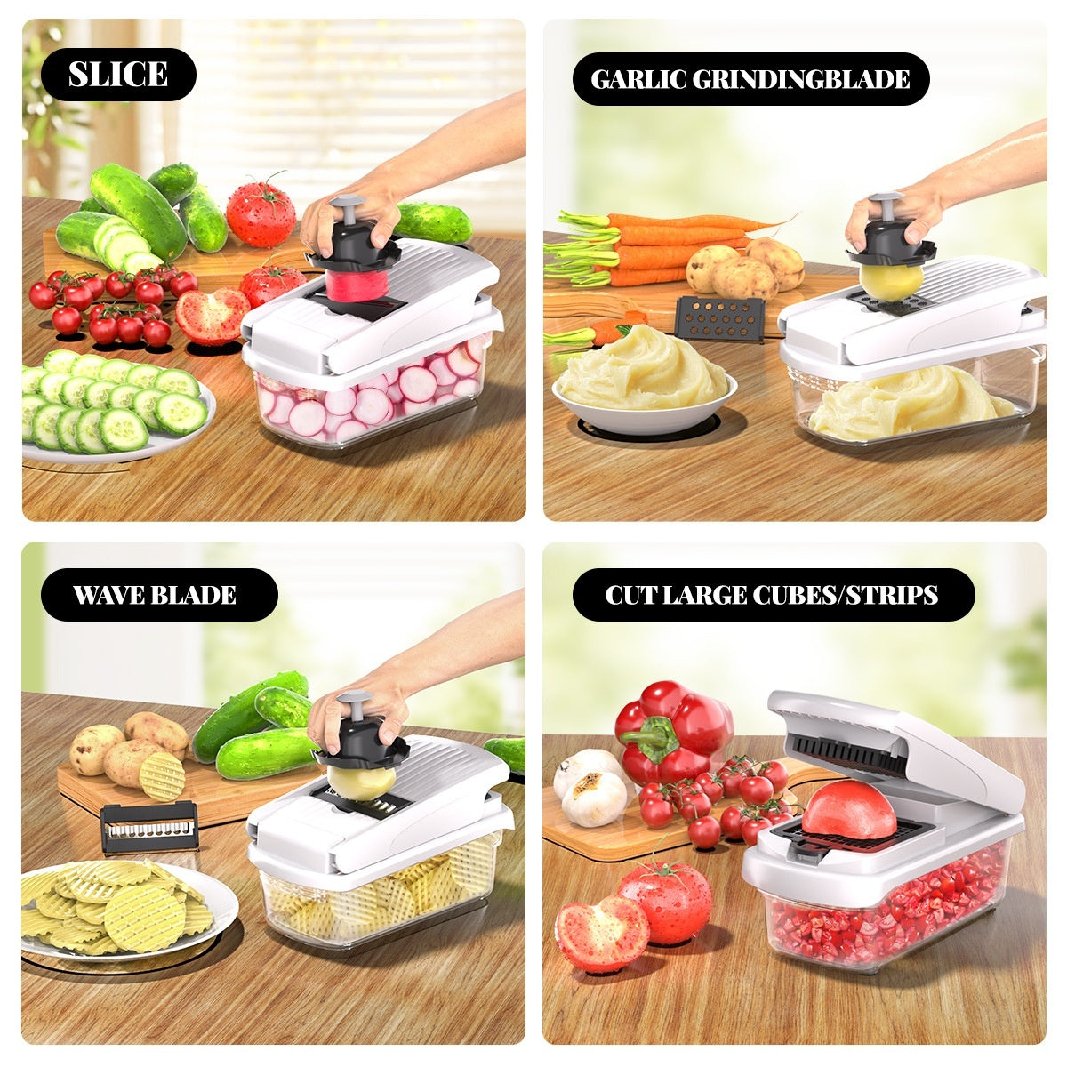 15-in-1 Vegetable Chopper and Spiralizer – Easy Clean Stainless Steel Vegetable Slicer and Chopper