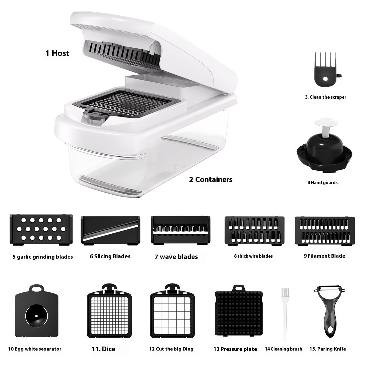 15-in-1 Vegetable Chopper and Spiralizer – Versatile Stainless Steel Vegetable Chopper and Spiralizer Kit