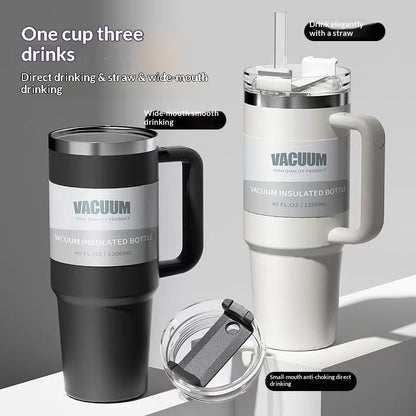 40oz Iced Coffee Tumbler – Large 1200ml Stainless Steel Iced Coffee Cup with Straw