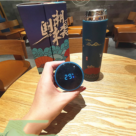 Guochao Smart Temp Stainless Steel Water Cup – 500ml Vacuum Insulated 8 Colors Chinese Style