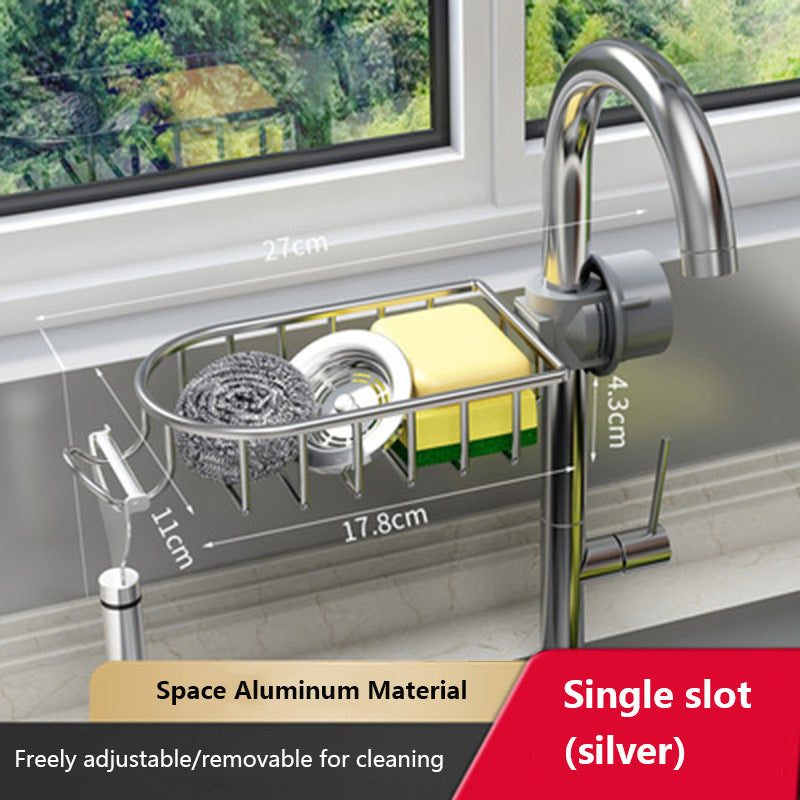 Space Aluminum Kitchen Storage Rack – Durable Aluminum Kitchen Drain Basket and Organizer