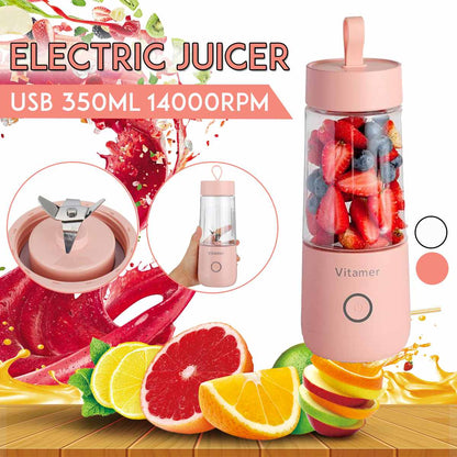 Portable Blender Juicer – 350ml USB Rechargeable Smoothie Maker for Travel and Gym