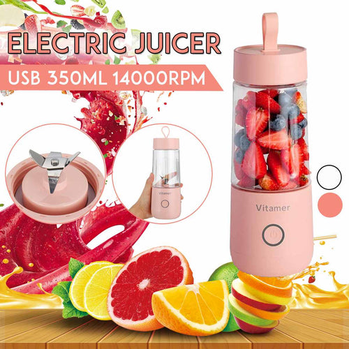 Portable Blender Juicer – 350ml USB Rechargeable Smoothie Maker for Travel and Gym