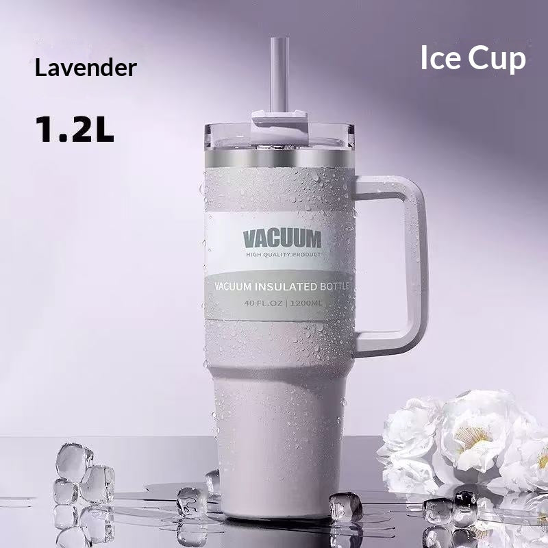 40oz Iced Coffee Tumbler – Eco-Friendly 1200ml 304 Stainless Steel Cold Drink Cup with Straw