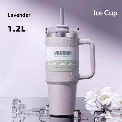40oz Iced Coffee Tumbler – Eco-Friendly 1200ml 304 Stainless Steel Cold Drink Cup with Straw