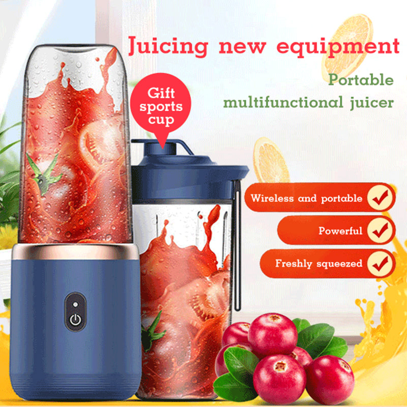 6-Blade Portable Blender – 400ml USB Rechargeable Mini Juicer Cup for Travel and Gym