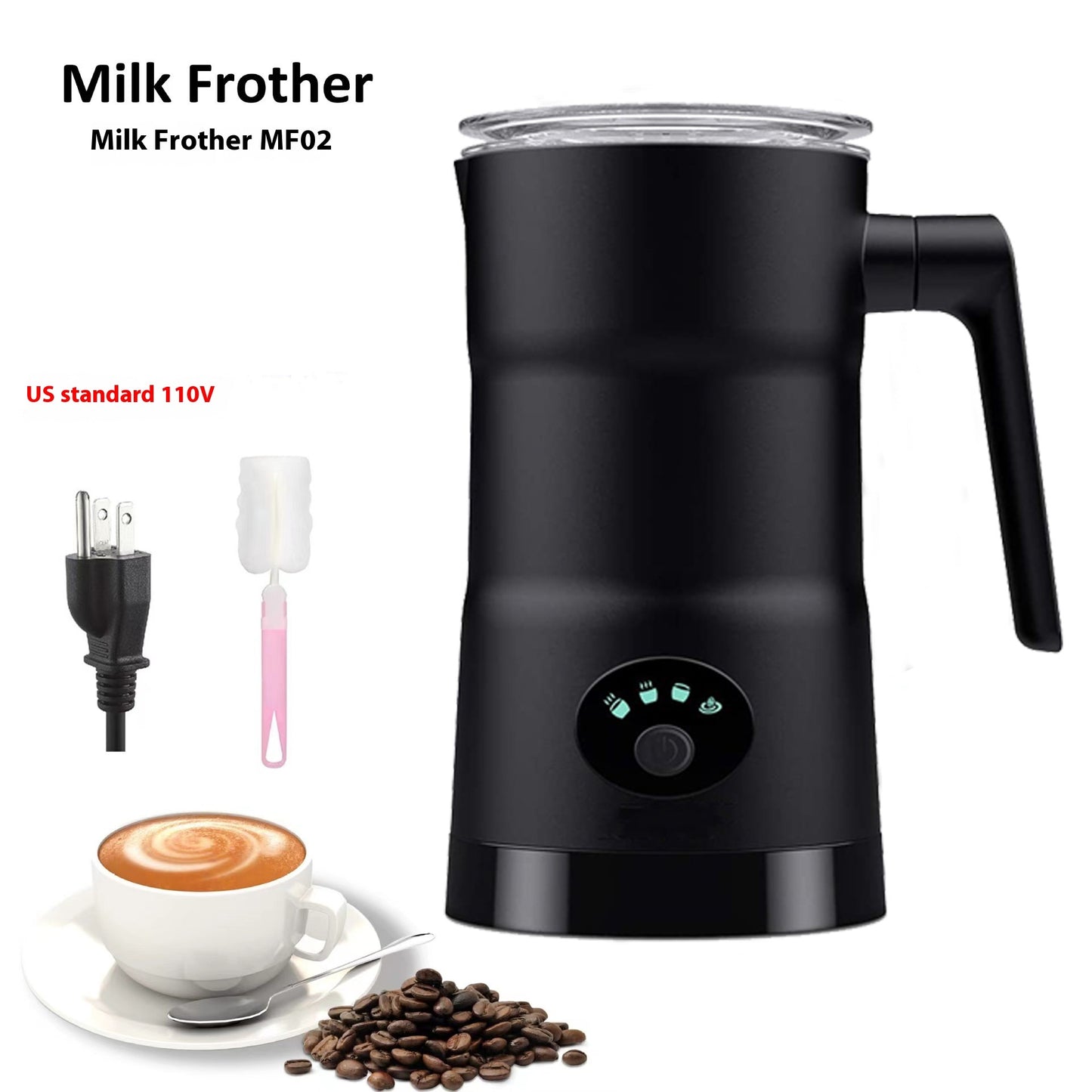 Automatic Electric Milk Frother – 4-in-1 Temperature Control Milk Frother for Latte Art