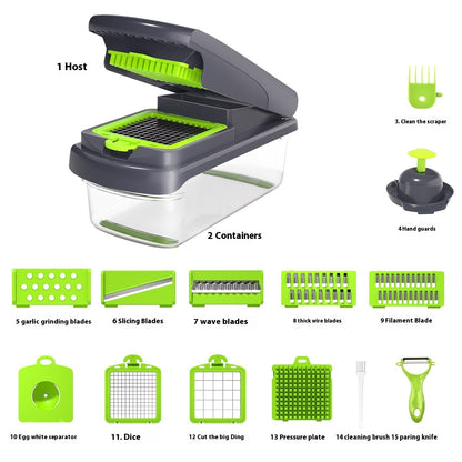 15-in-1 Vegetable Chopper and Spiralizer – Modern Kitchen Essential Stainless Steel Vegetable Chopper