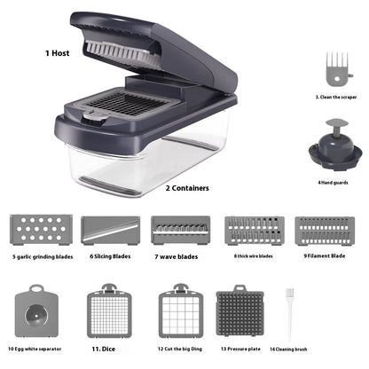 15-in-1 Vegetable Chopper and Spiralizer – Safe and Easy Stainless Steel Food Chopper for Home Kitchen