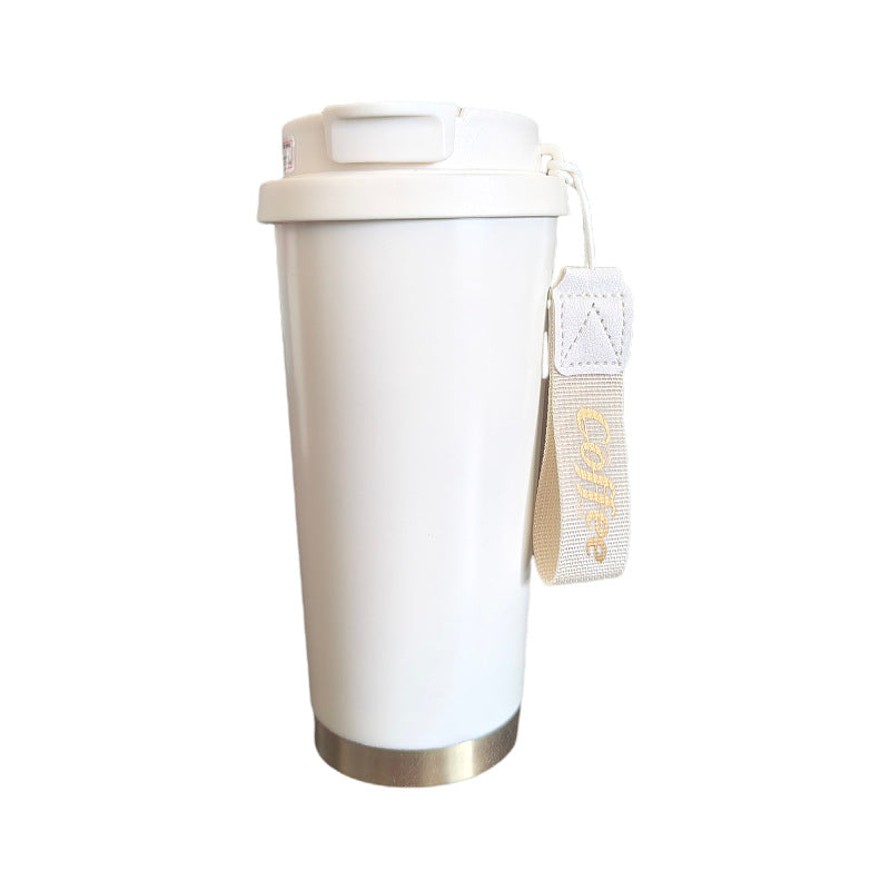 Stainless Steel Portable Coffee Cup – 550ml Compact Floral Vacuum Insulated Travel Mug