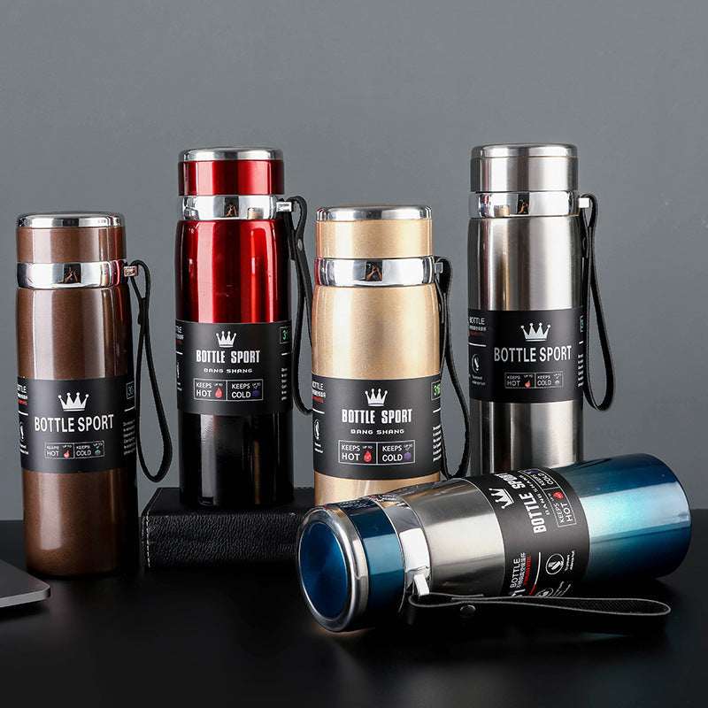 DineLuxco 316 Stainless Steel Bullet Sling Water Bottle 1000ml – Vacuum Insulated | Fall-Proof | BPA-Free